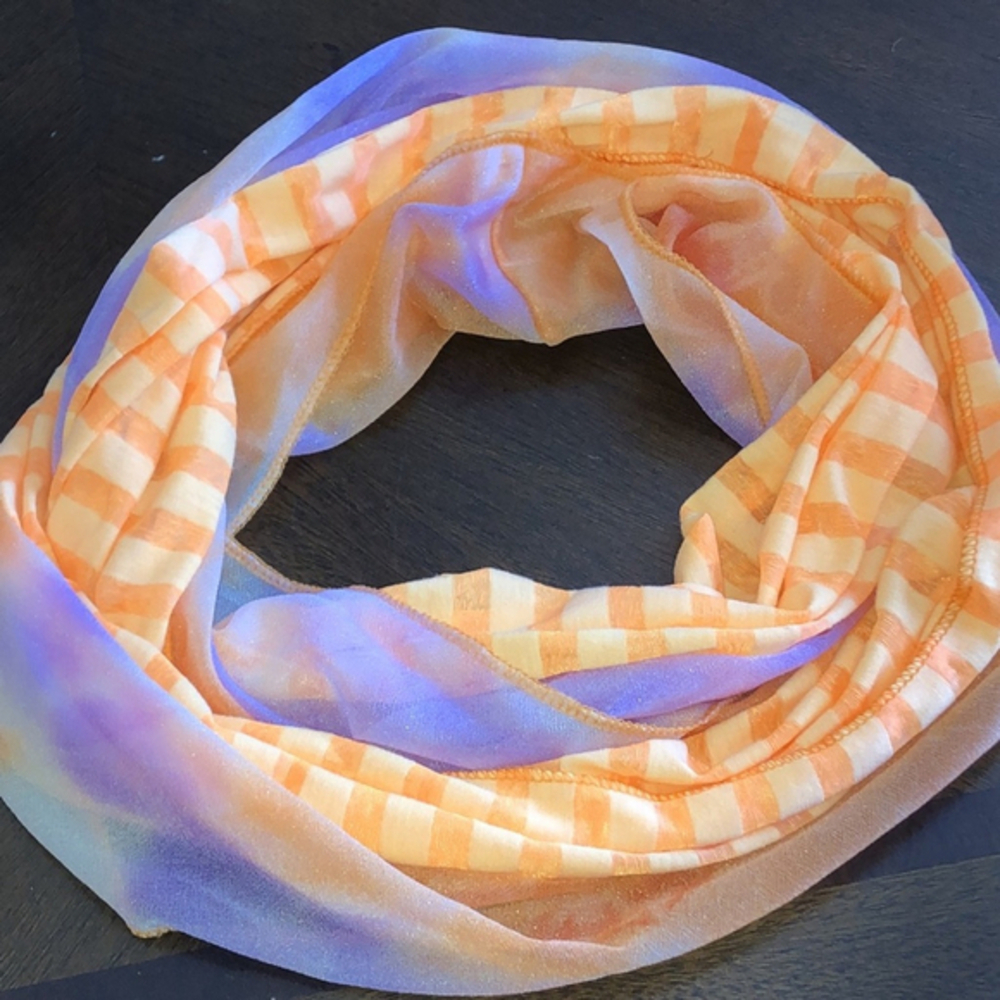 Orange Stripes Purple Sheer Ombre Infinity Scarf Wrap